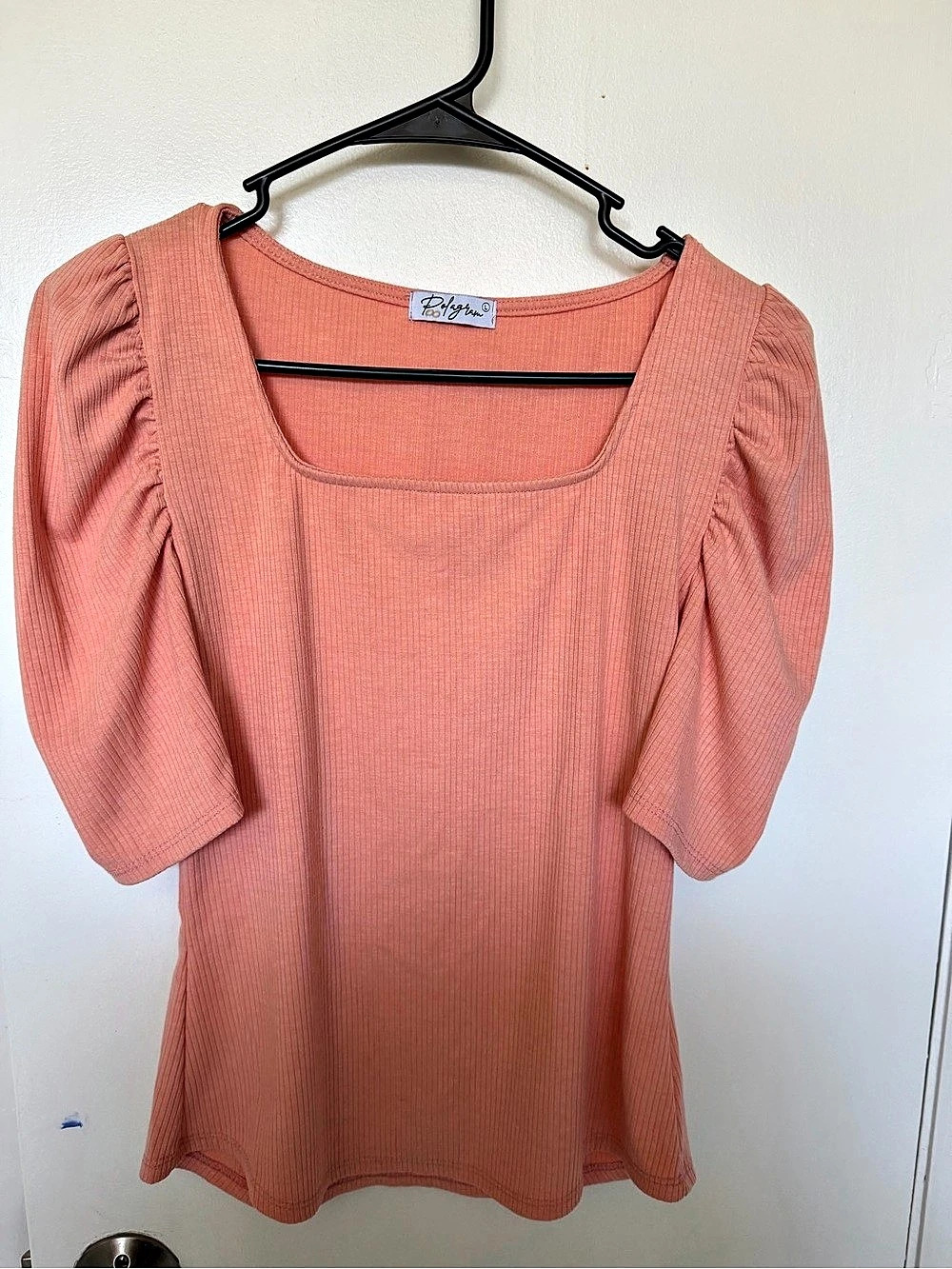 Polagram Pink Puff Sleeve Top Like New
